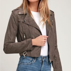 NWOT Ride With Me Dark Grey Vegan Suede Moto Jacket